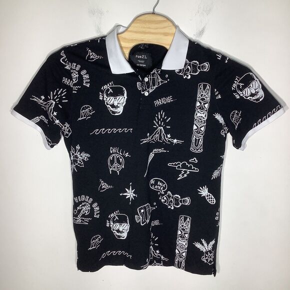 Rue21 Mens Short Sleeve Polo Black Size XXL - Picture 2 of 6